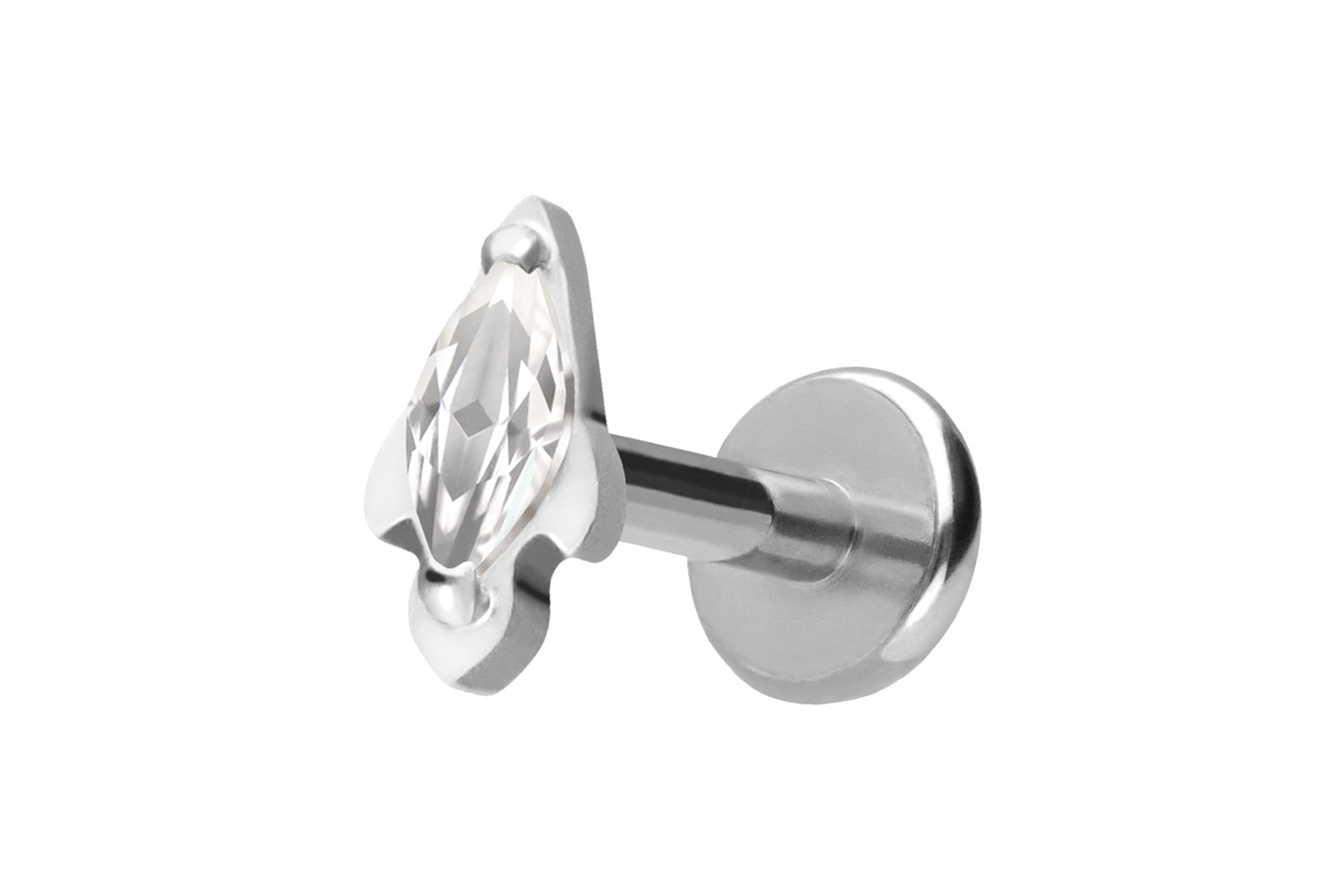Titan Labret Piercing mit Push Fit KRISTALLRAKETE
